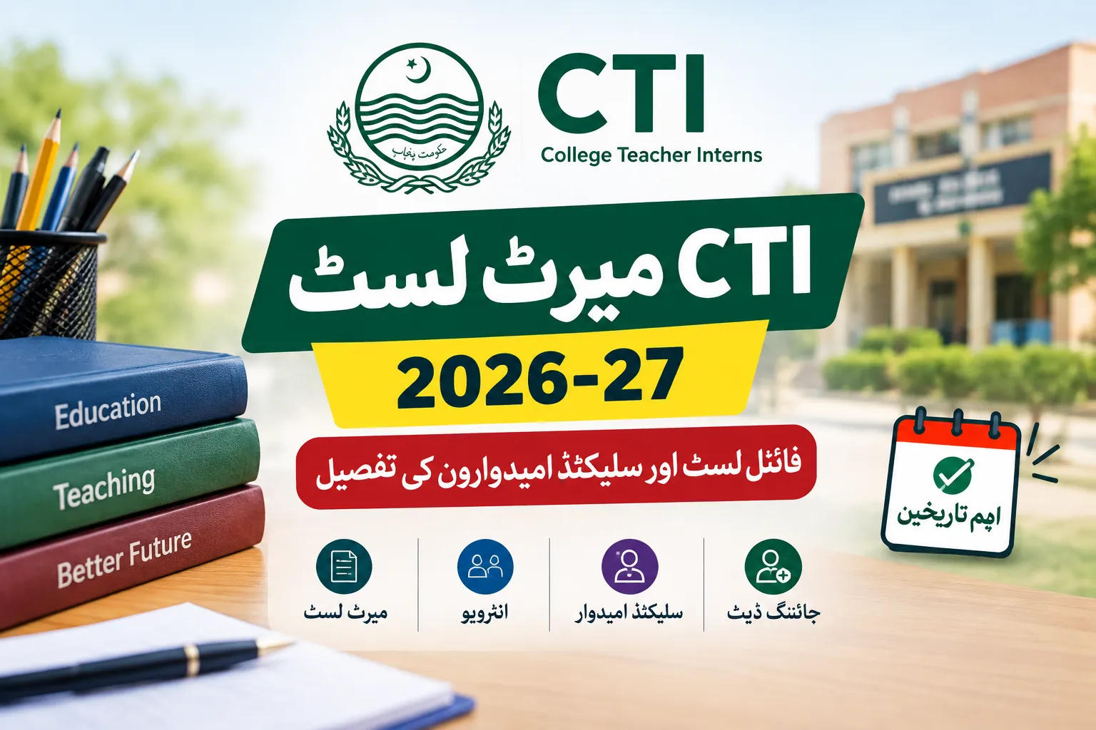 CTI Merit List 2026-27 – Final Merit List, Interviews & Selected Candidates