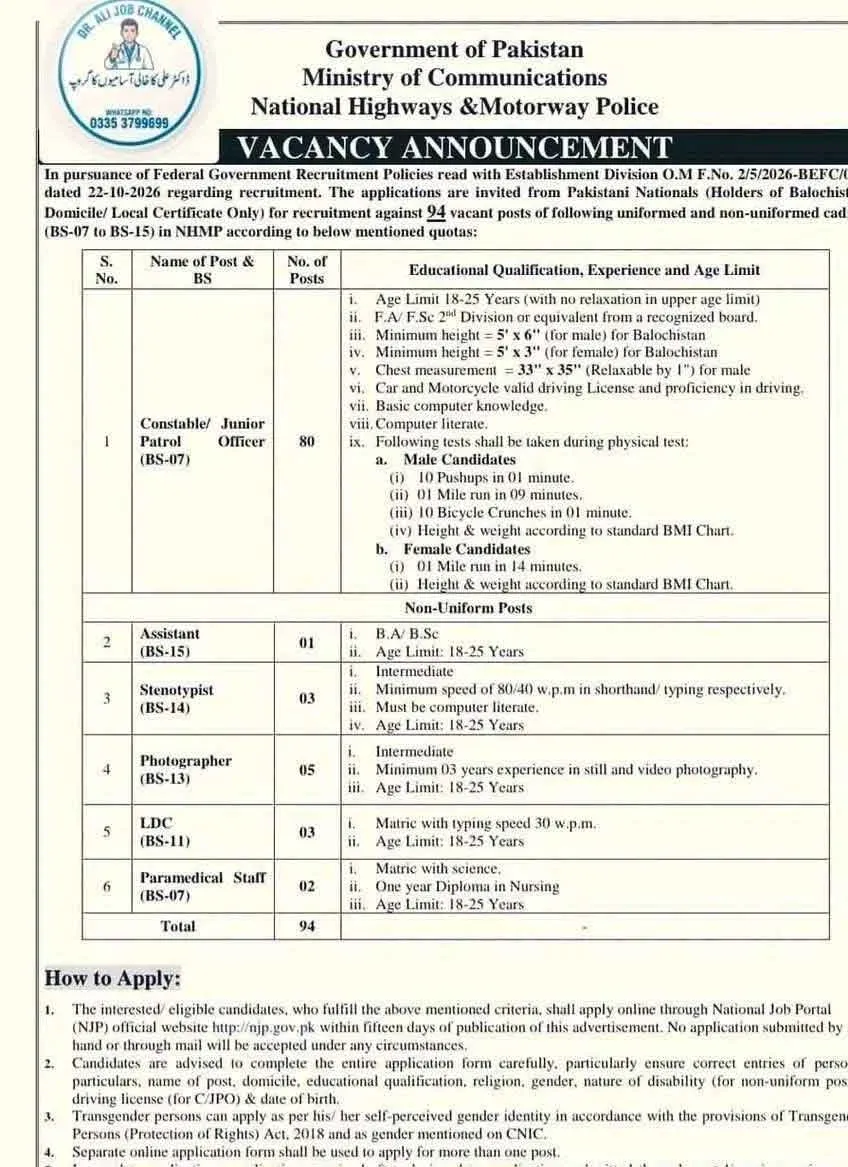 Motorway Police Jobs Advertisement 2026